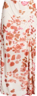 CITY BLUES Ruched Floral Midi Skirt