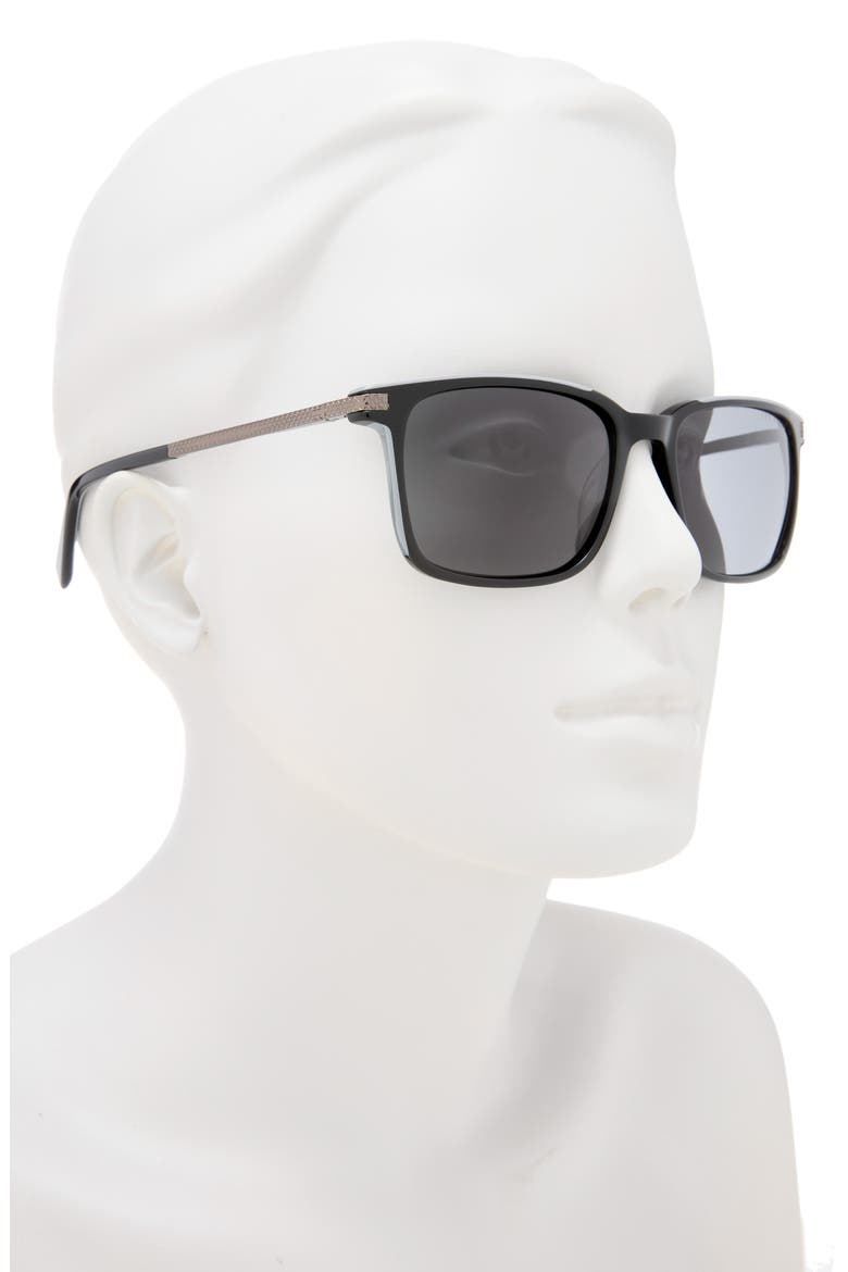 56mm Polarized Square Sunglasses, Alternate, color, BLACK