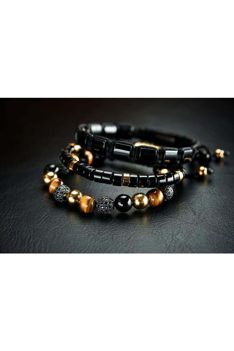 Onyx Tiger Eye and Zirconia Beaded Bracelet, Alternate, color, Onyx