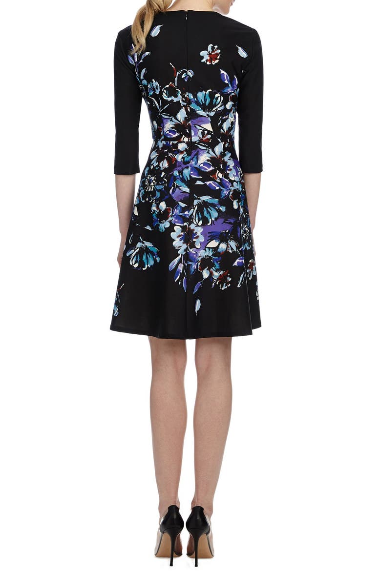 Floral Scuba Fit & Flare Dress, Alternate, color, BLUEBELL MULTI