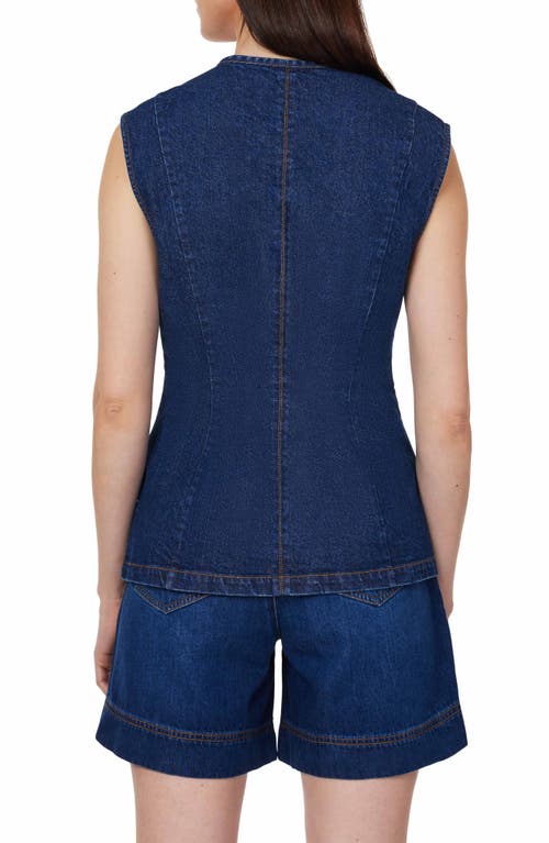 Habitual Collarless Denim Vest In Blue