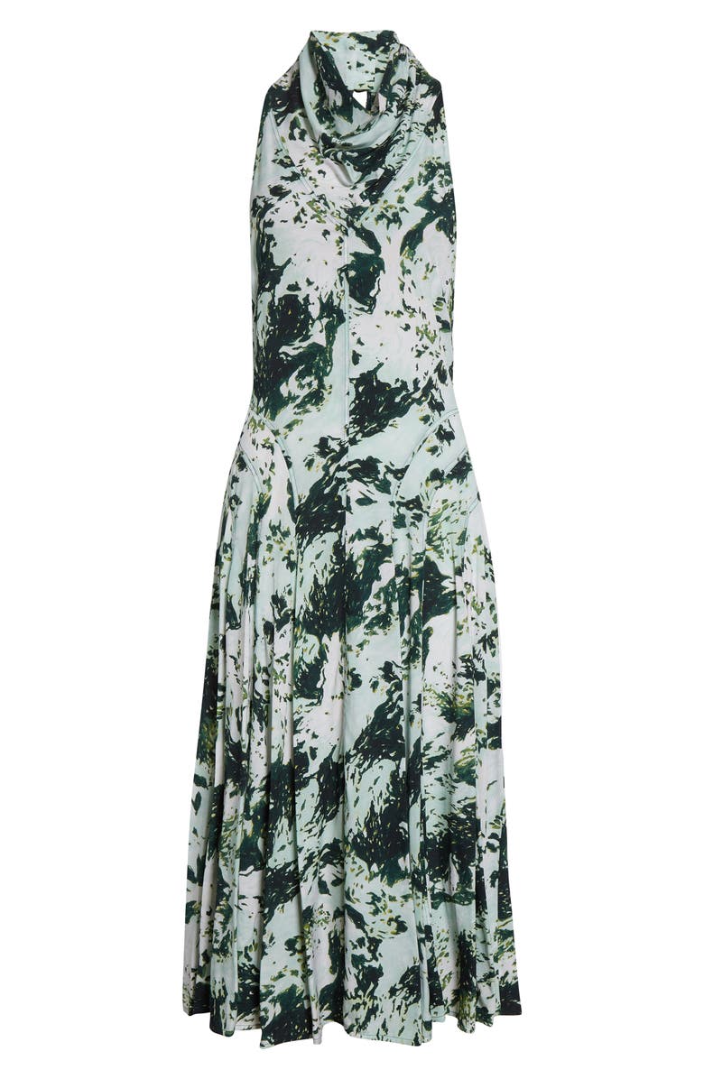 Proenza Schouler Adelide Print Cowl Neck Midi Dress, Alternate, color, Dark Green Multi