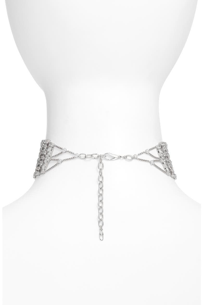 Cabaret Cubic Zirconia Choker Necklace, Alternate, color, RHODIUM