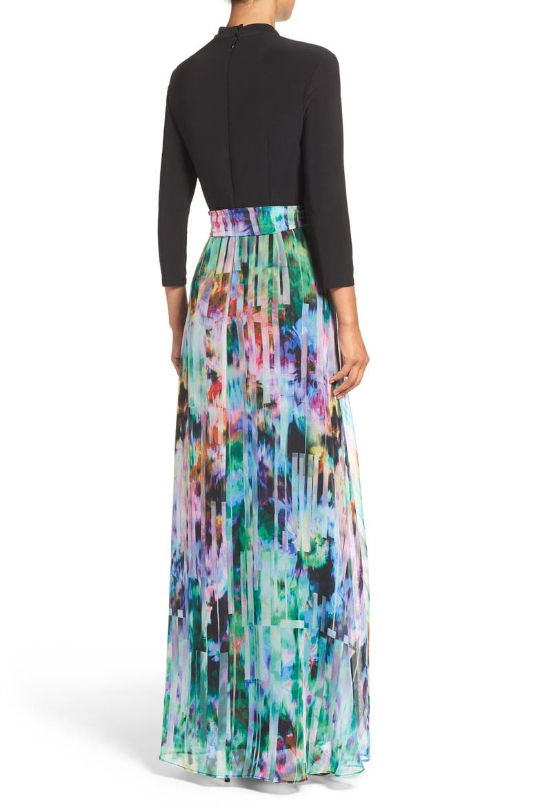 Mixed Media Maxi Dress, Alternate, color, BLACK/ MULTI