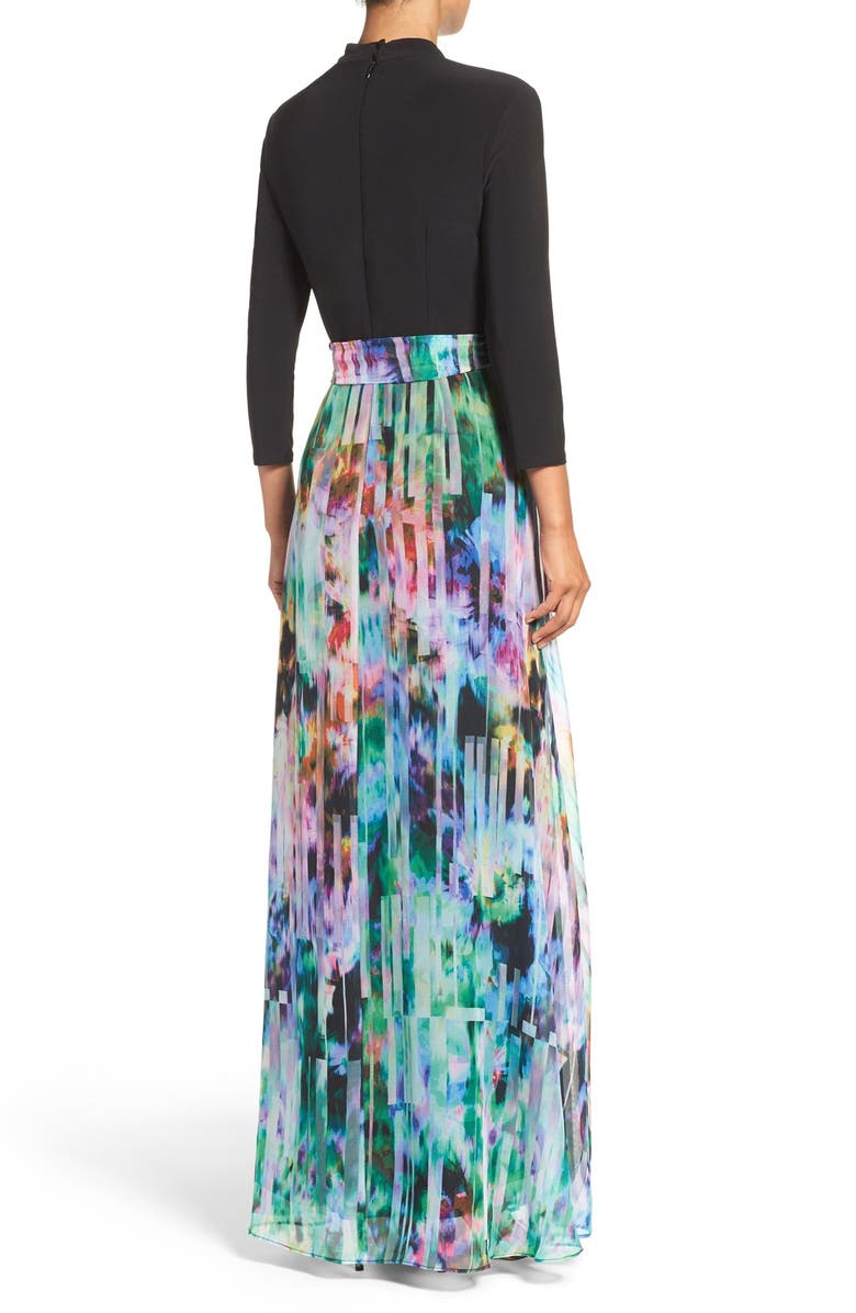 Chetta B Mixed Media Maxi Dress, Alternate, color, 