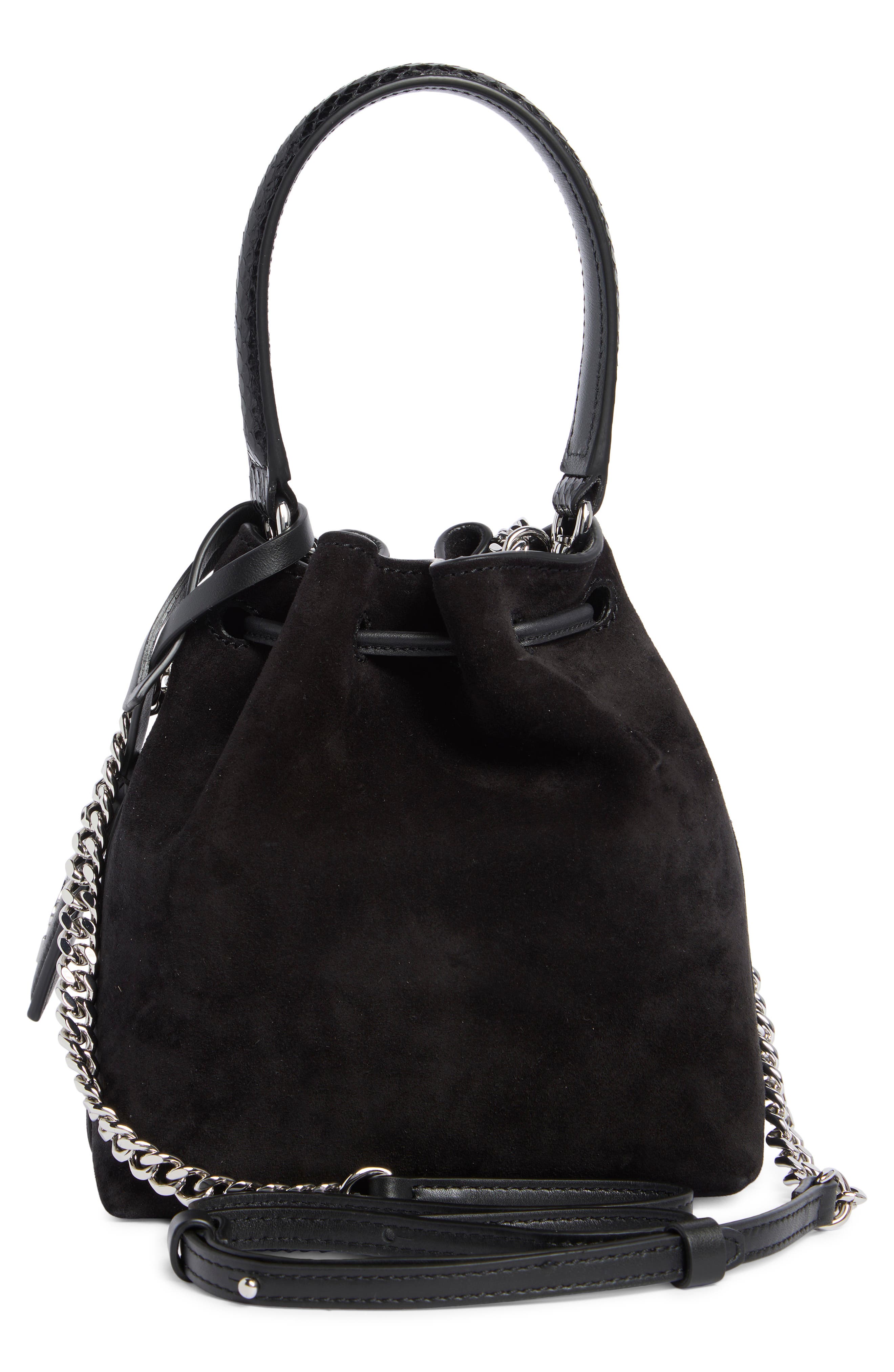 Stuart Weitzman Mini Rae Suede Bucket Bag, Alternate, color, 