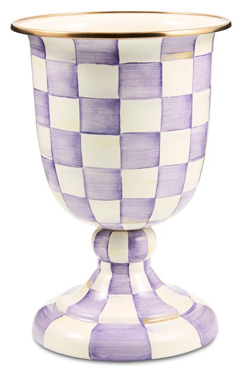 Mocha Check Pedestal Vase