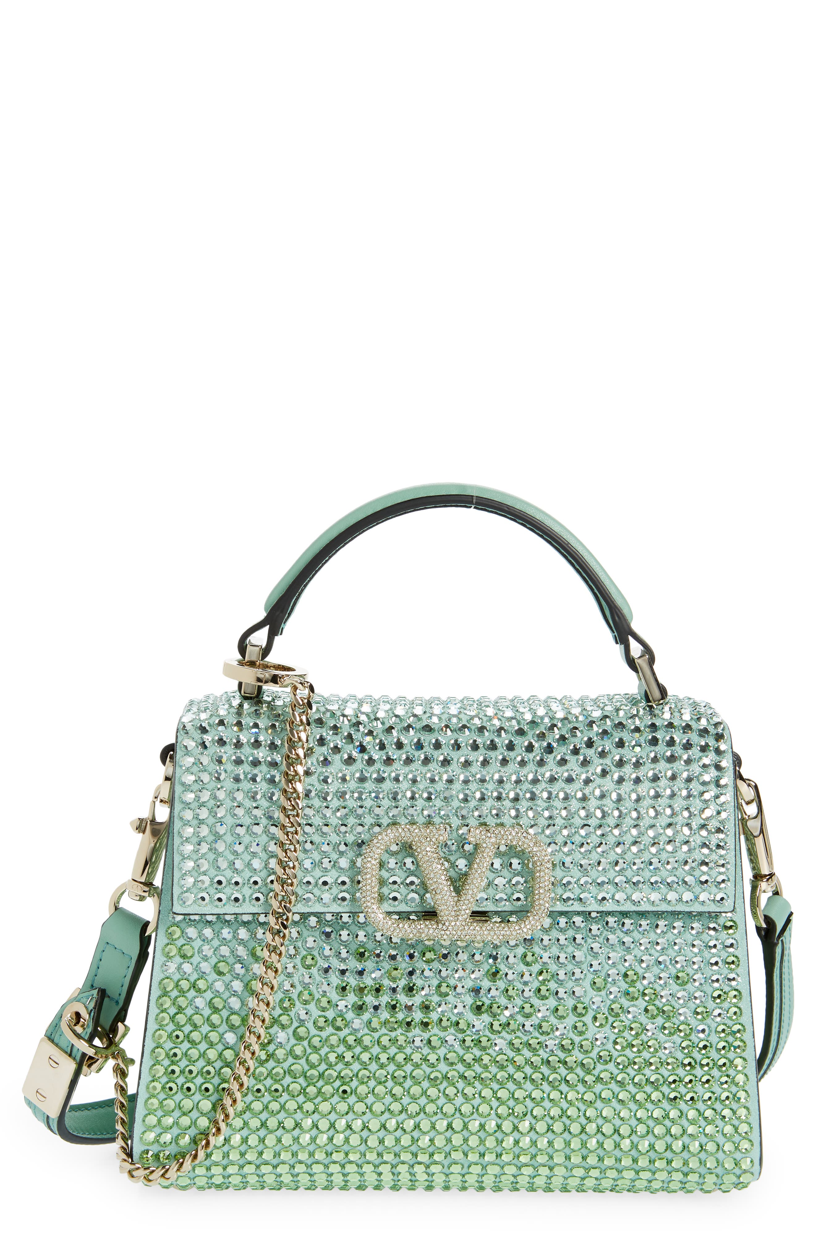 Valentino Garavani Mini VSling Crystal Embellished Top Handle Bag, Main, color, 