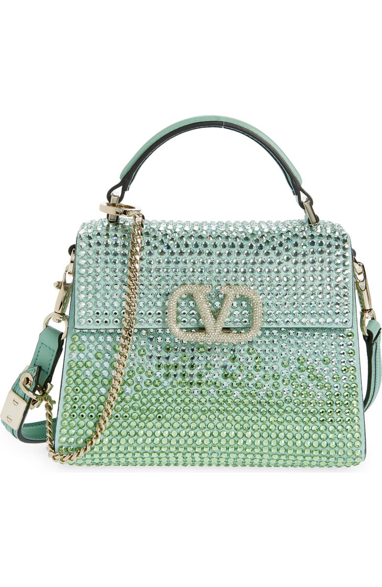 Valentino Garavani Mini VSling Crystal Embellished Top Handle Bag, Main, color,