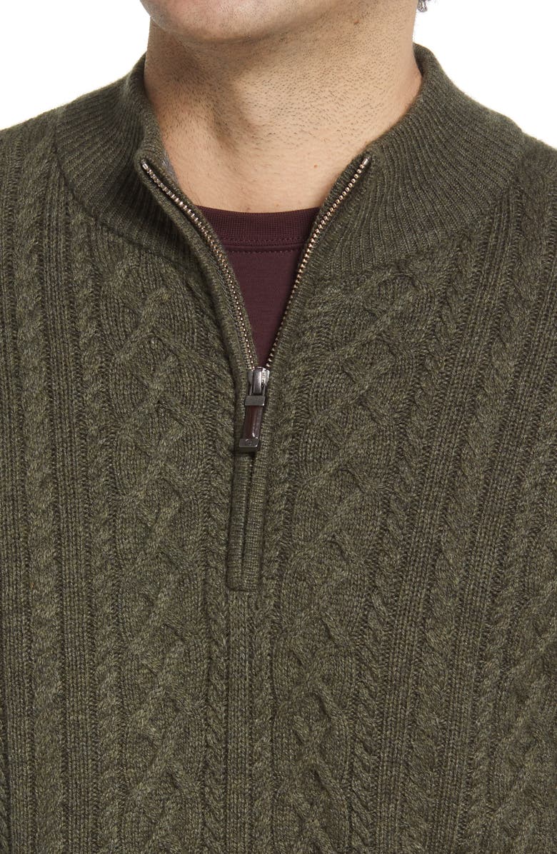 Peter Millar Men's Crown Cable Wool & Cashmere Quarter Zip Sweater, Alternate, color, 