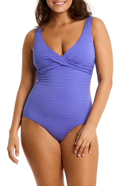 Sea Level Capri Cross Front One-Piece Swimsuit in Iris 