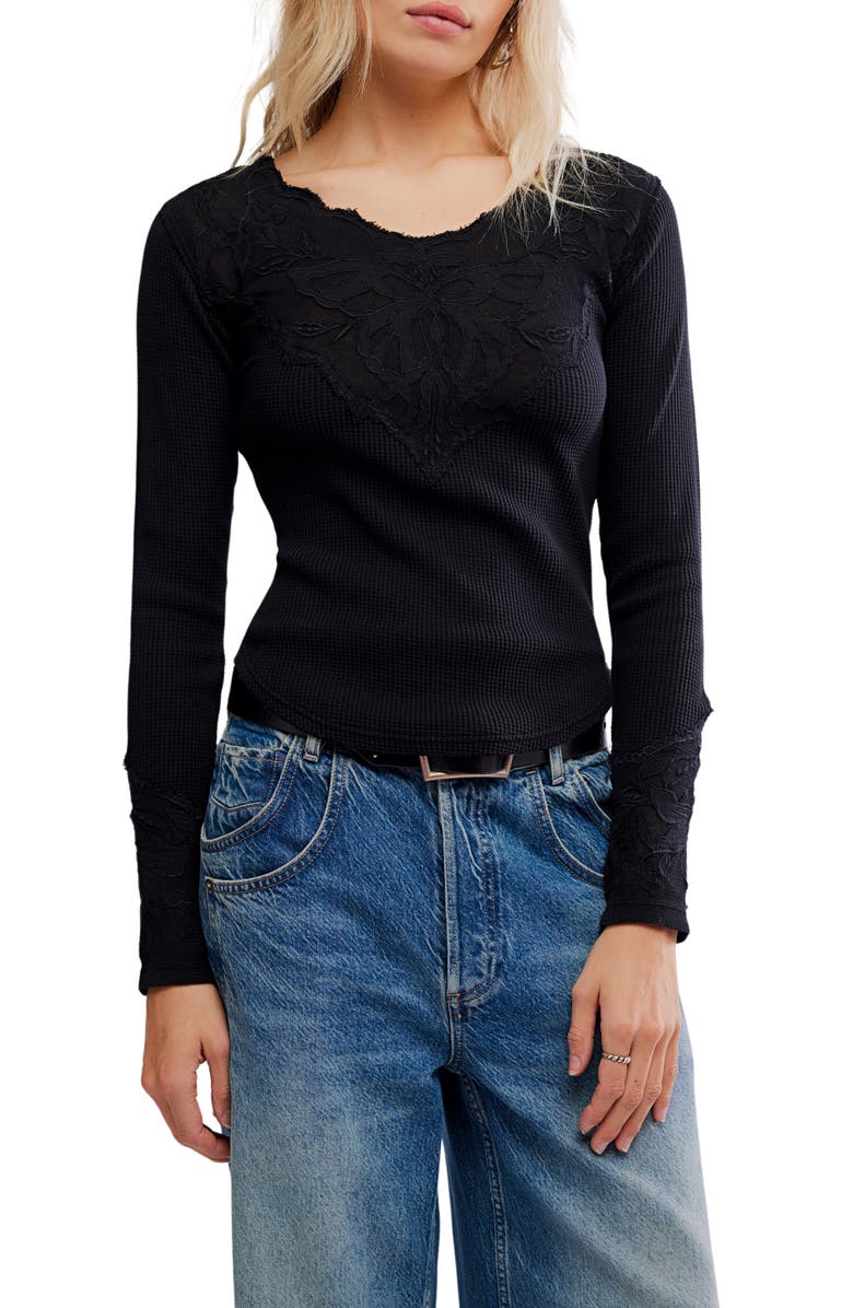 Free People Butterfly Thermal Top, Main, color, Black