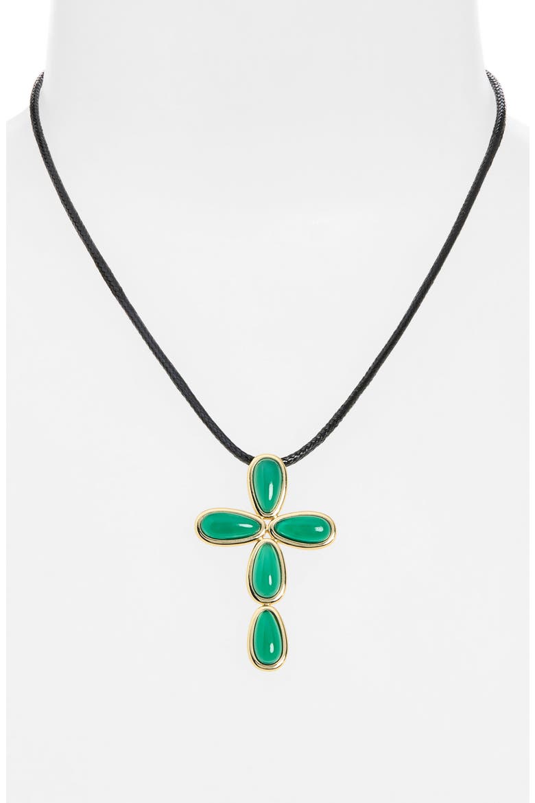 Stone Cross Cord Necklace, Alternate, color, GOLD