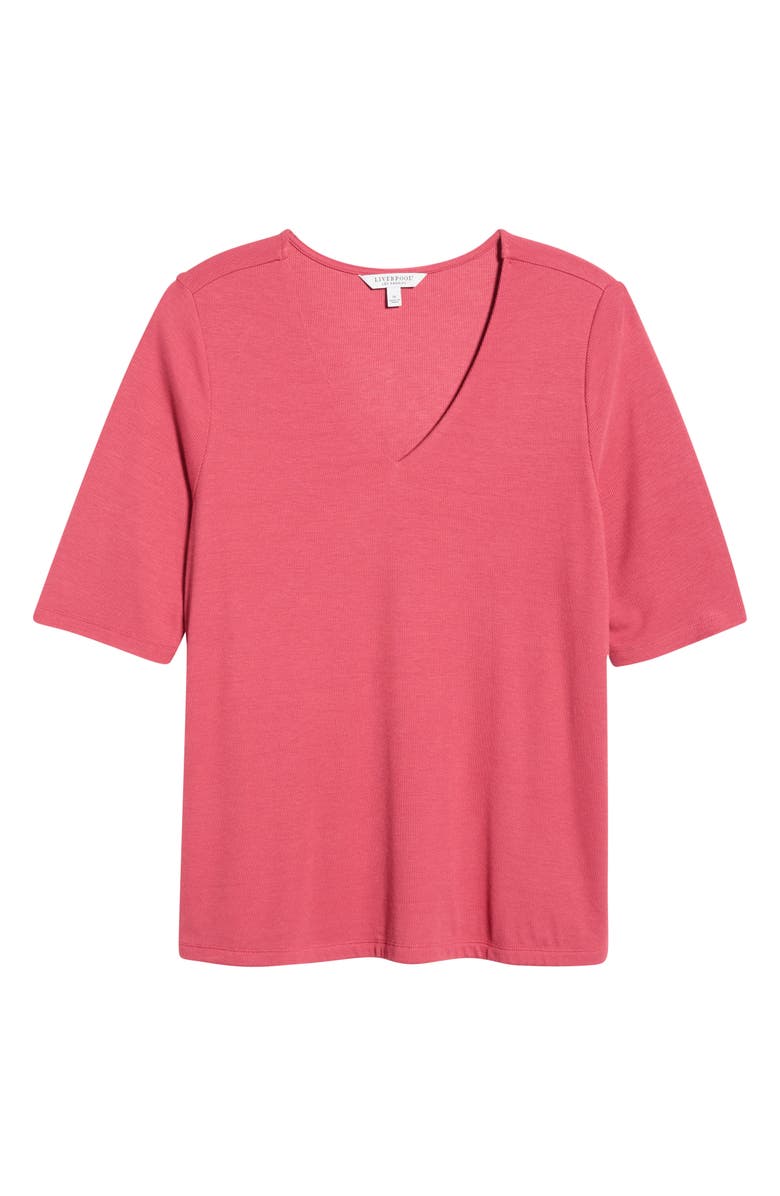 Liverpool Los Angeles Double Layer V-Neck Top, Alternate, color, Garnet Rose