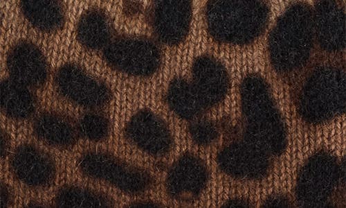 Amicale Cheetah Print Cashmere Knit Beanie In Brown