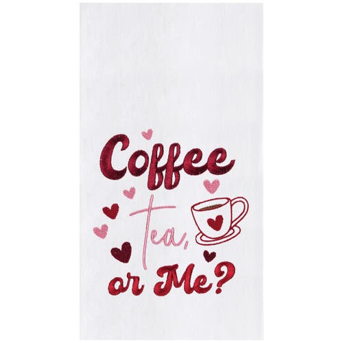 C & F Home C&f Home Coffee, Tea Or Me St. Valentines Kitchen And Bathroom Embroidered Hand Towel In Multi