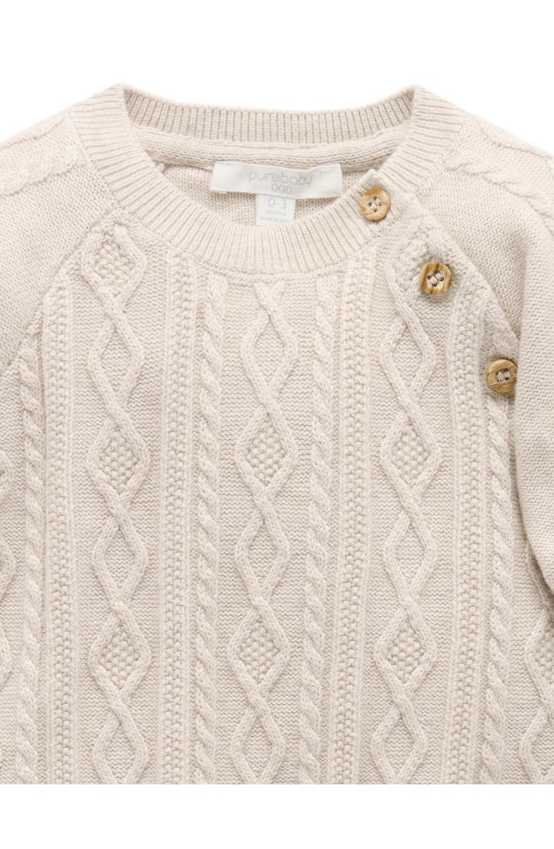 Purebaby Cable Knit Set, Alternate, color, Wheat Melange