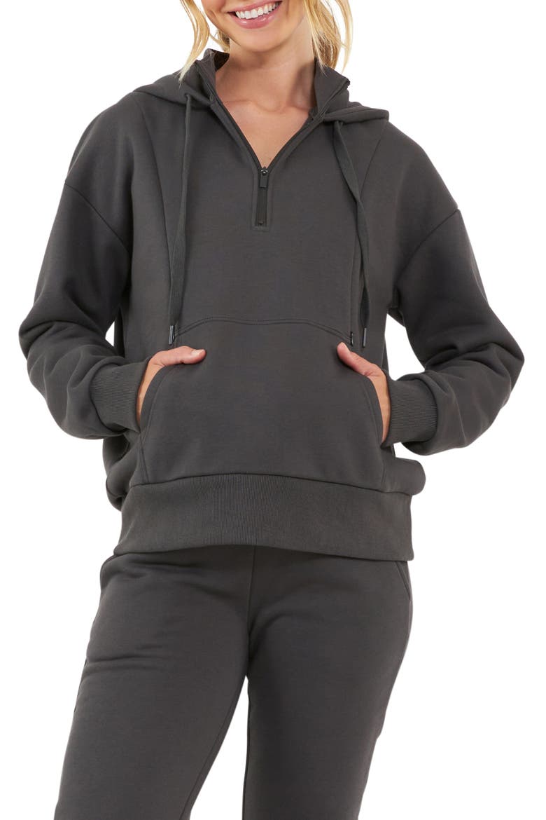 Nicky Maternity/Nursing Quarter Zip Hoodie, Main, color, SLATE