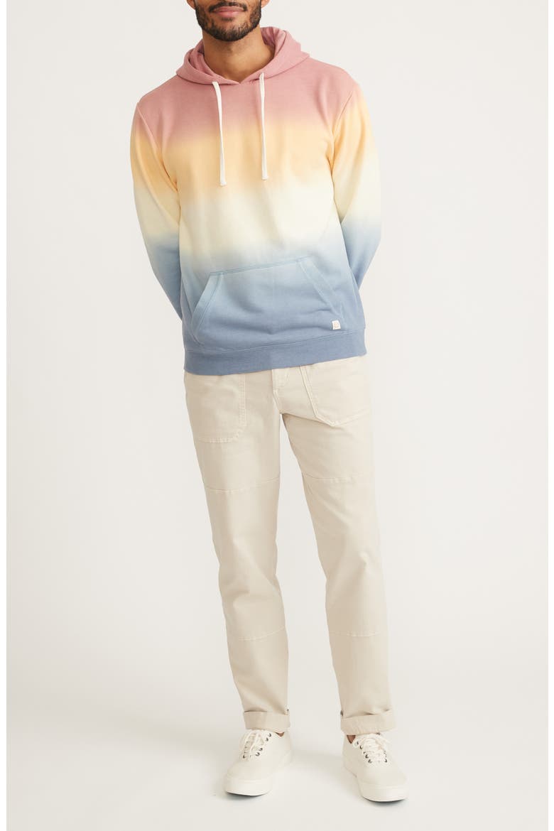 Signature Ombré Stripe Organic Cotton Blend Fleece Hoodie, Alternate, color, SUNSET OMBRE