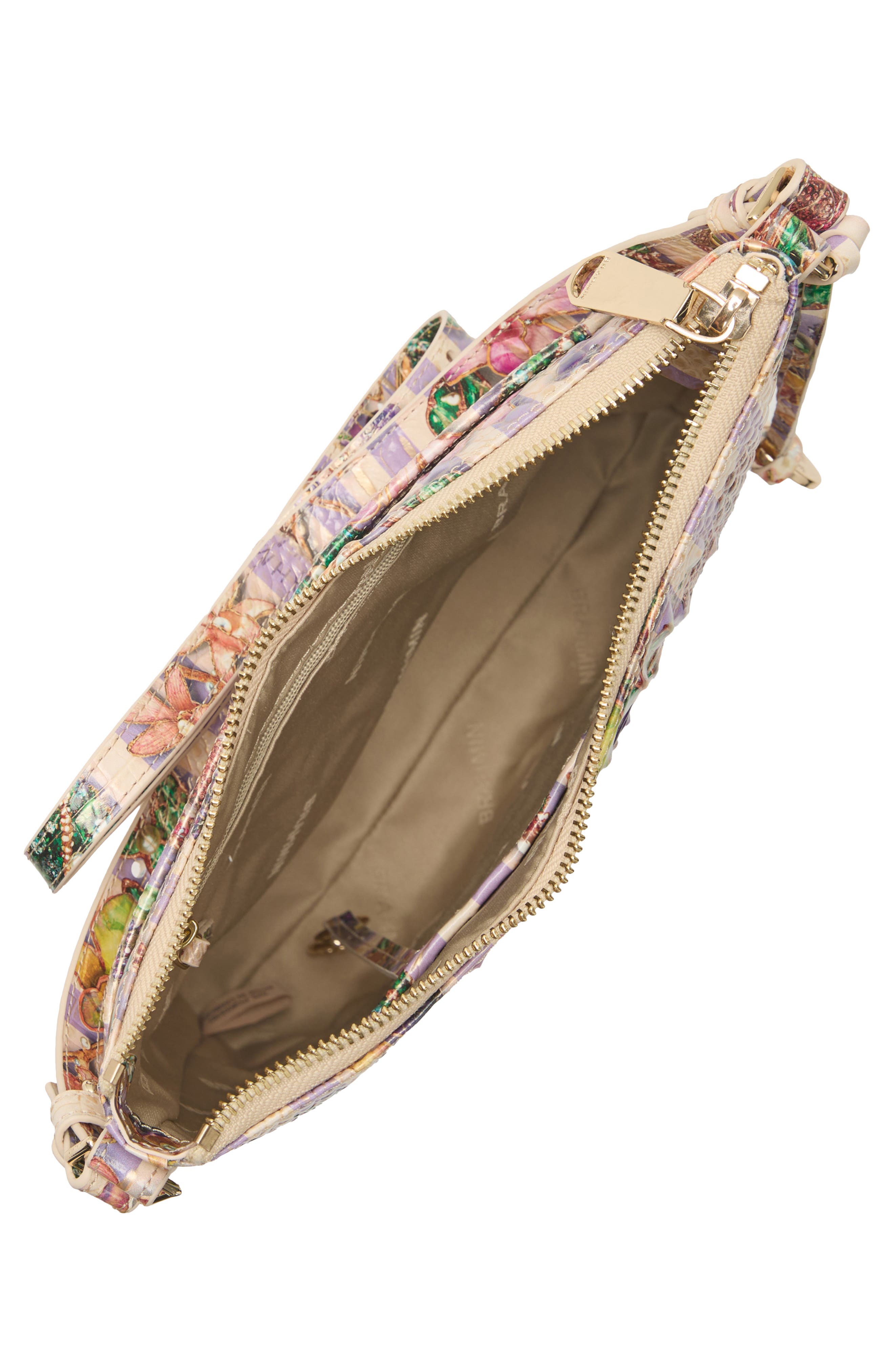 Brahmin Katie Croc Embossed Leather Crossbody Bag, Alternate, color, Pinstripe Petals
