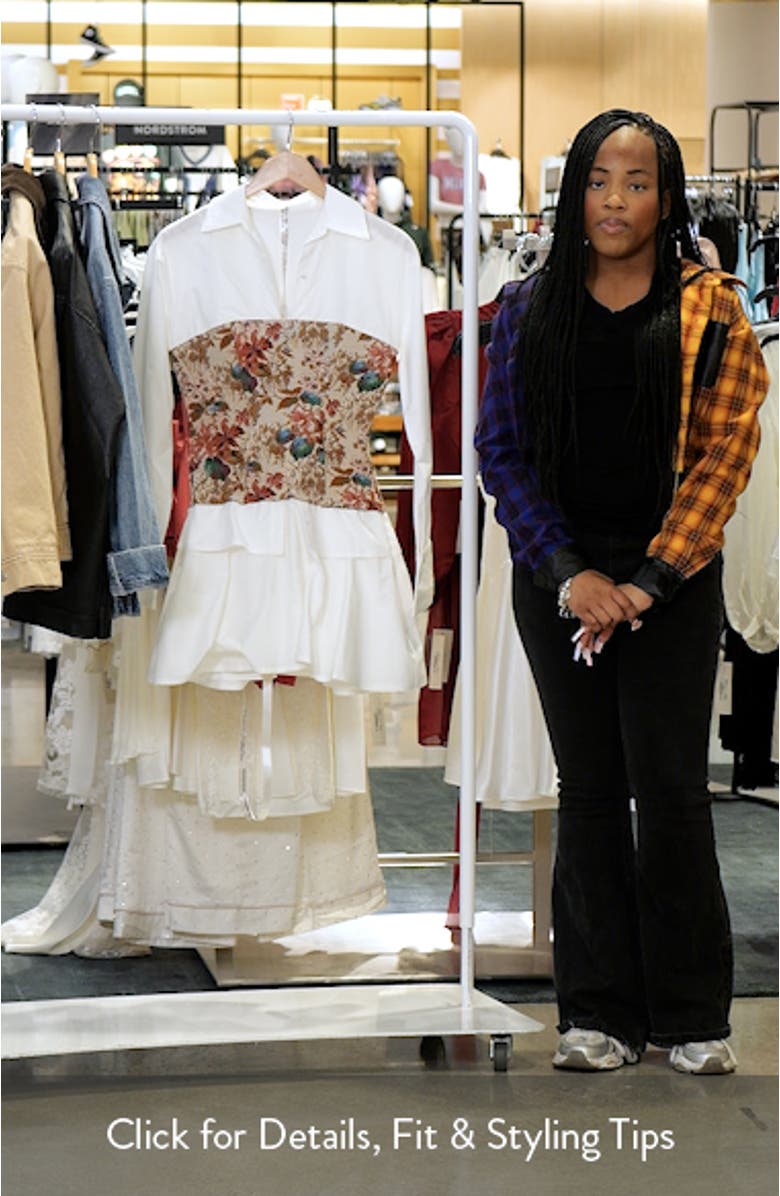 Jacquard Tapestry Corset Long Sleeve Shirtdress, sales video thumbnail