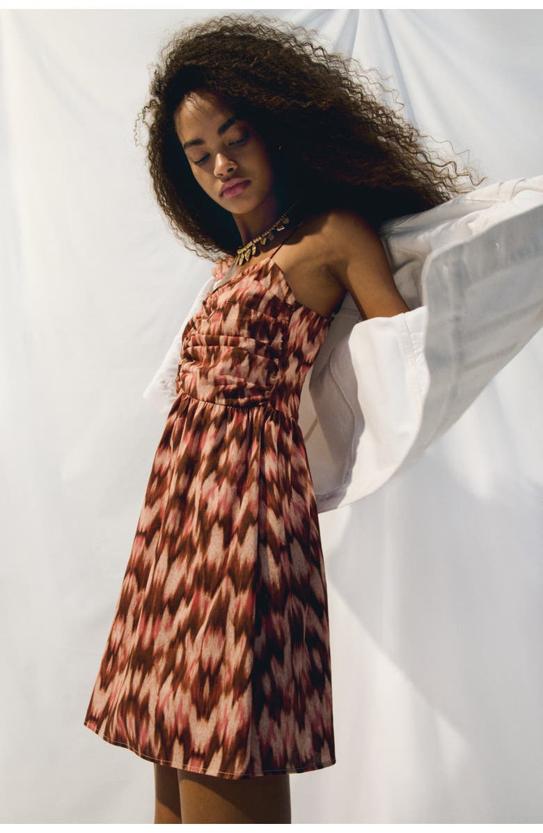 H&M Printed Strappy Dress, Alternate, color, Brown/Patterned