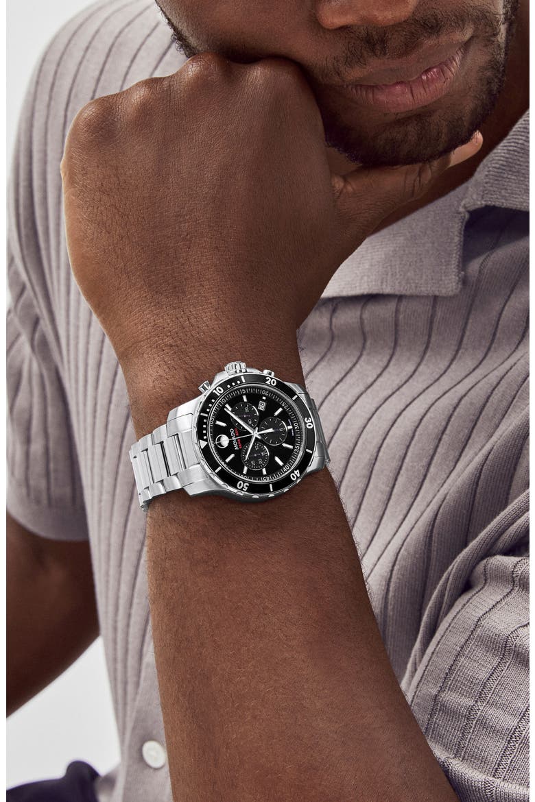 'Series 800' Chronograph Bracelet Watch, 42mm, Alternate, color, SILVER/ BLACK/ SILVER