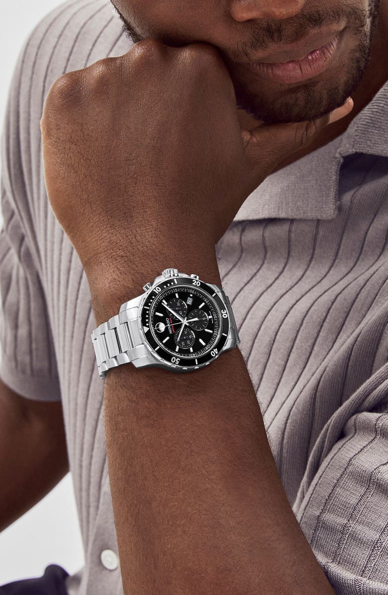 Movado 'Series 800' Chronograph Bracelet Watch, 42mm, Alternate, color, Silver/ Black/ Silver
