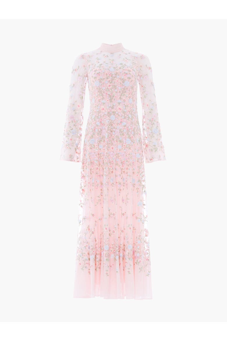 Sylvia Rose Long Sleeve Ankle Gown, Alternate, color, Peony Pink/Bright