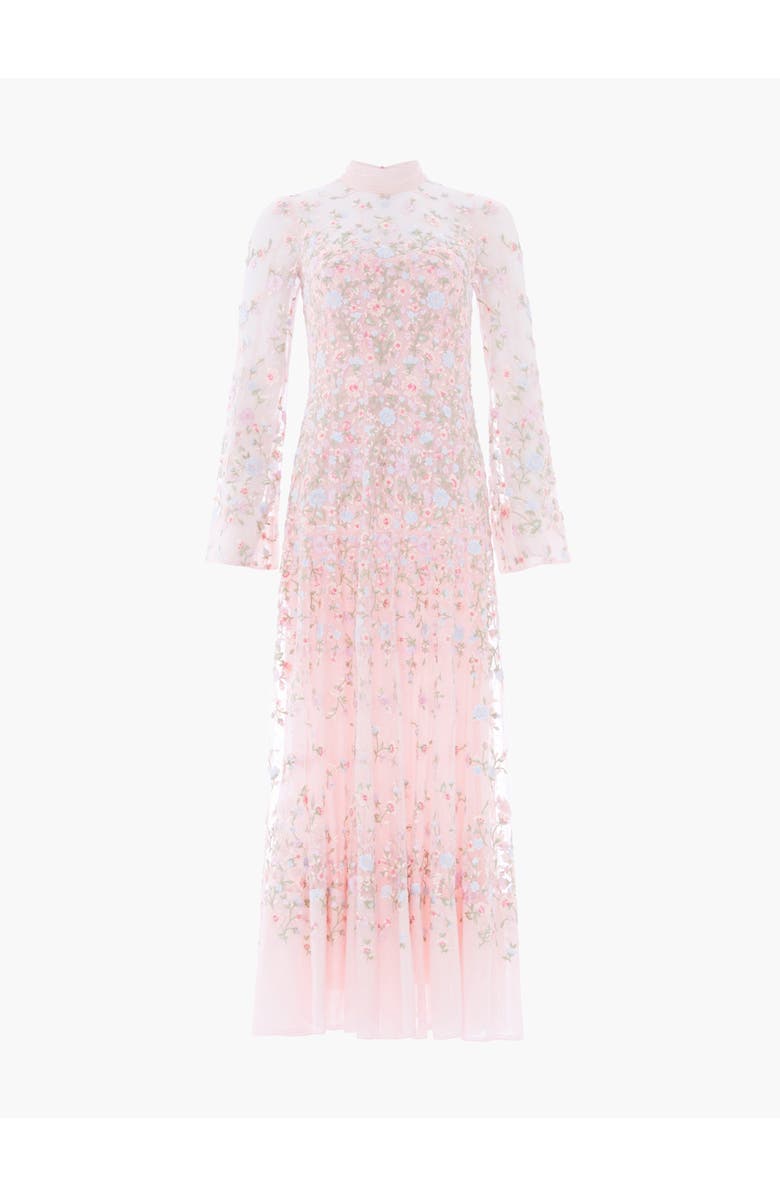 Needle & Thread Sylvia Rose Long Sleeve Ankle Gown, Alternate, color, Peony Pink/Bright