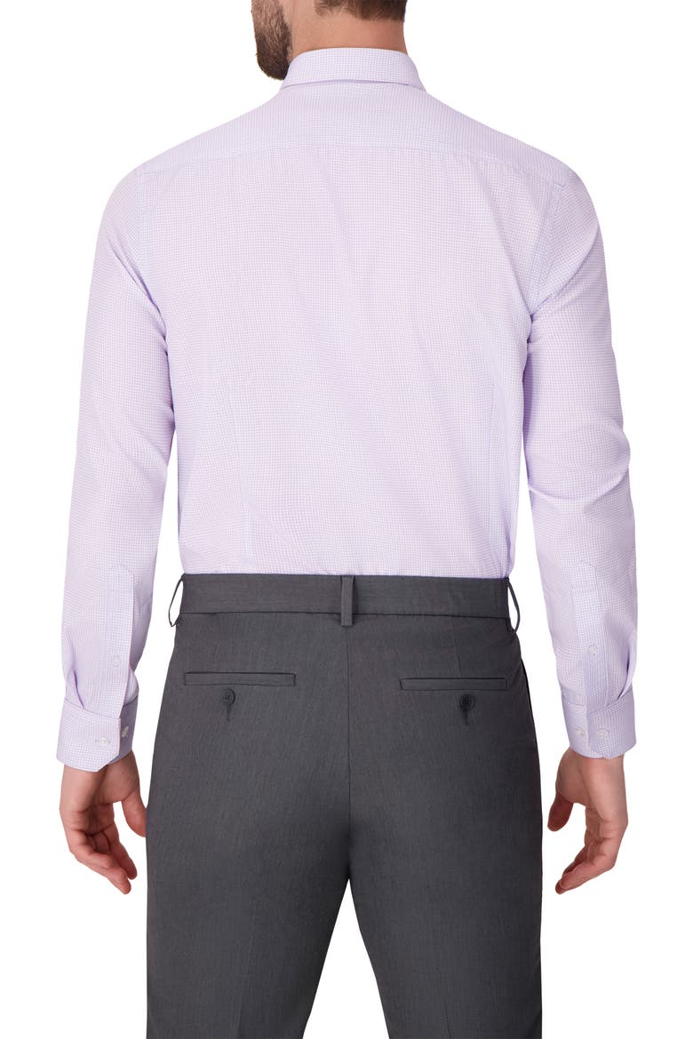 Grid Print Slim Fit Stretch Dress Shirt, Alternate, color, LAVENDER