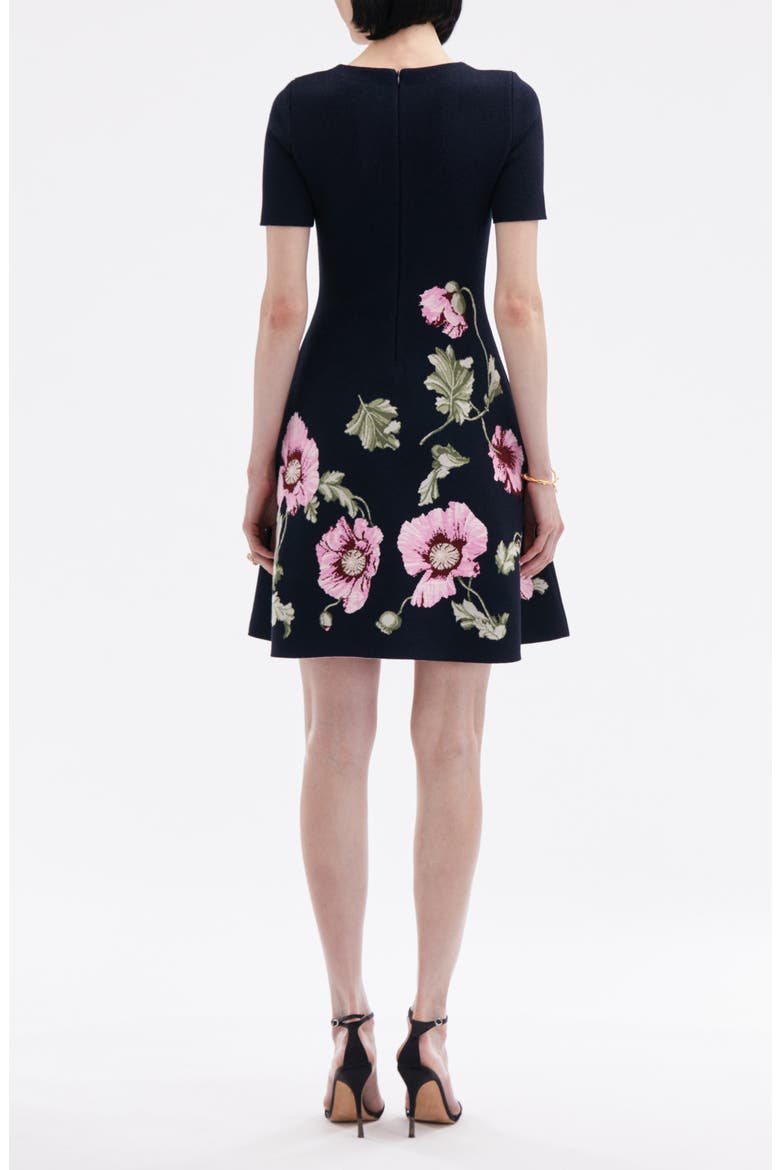 Poppies Jacquard Sleeveless Fit & Flare Dress, Alternate, color, NAVY/ PINK