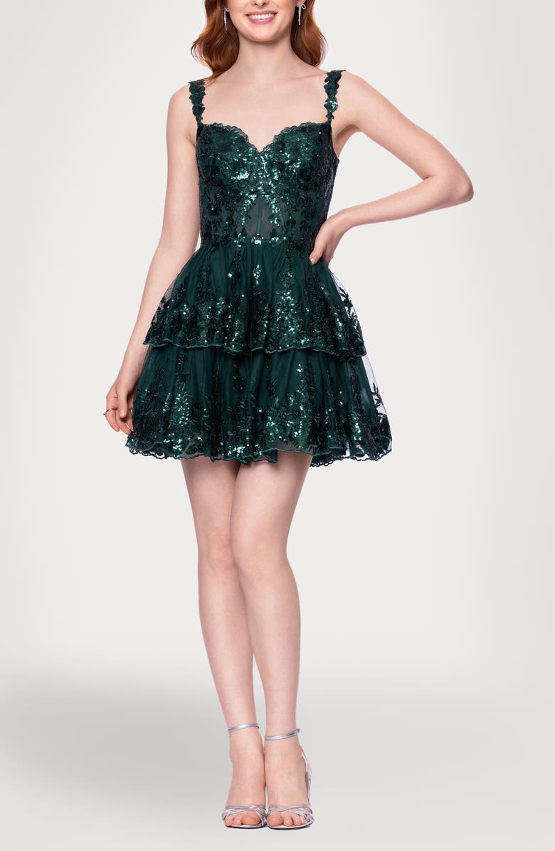 Blondie Nites Sequin Lace Minidress, Main, color, Hunter