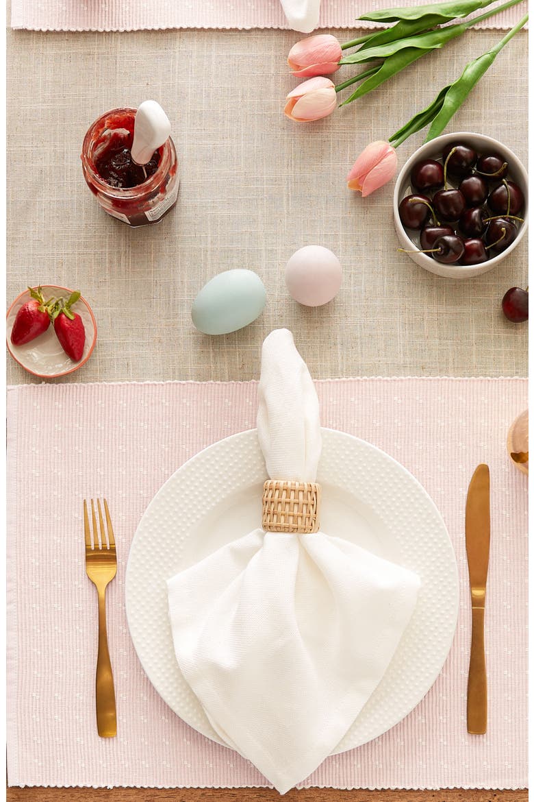 Rose Dobby Dot Rib Set of 4 Placemats, Alternate, color, PINK