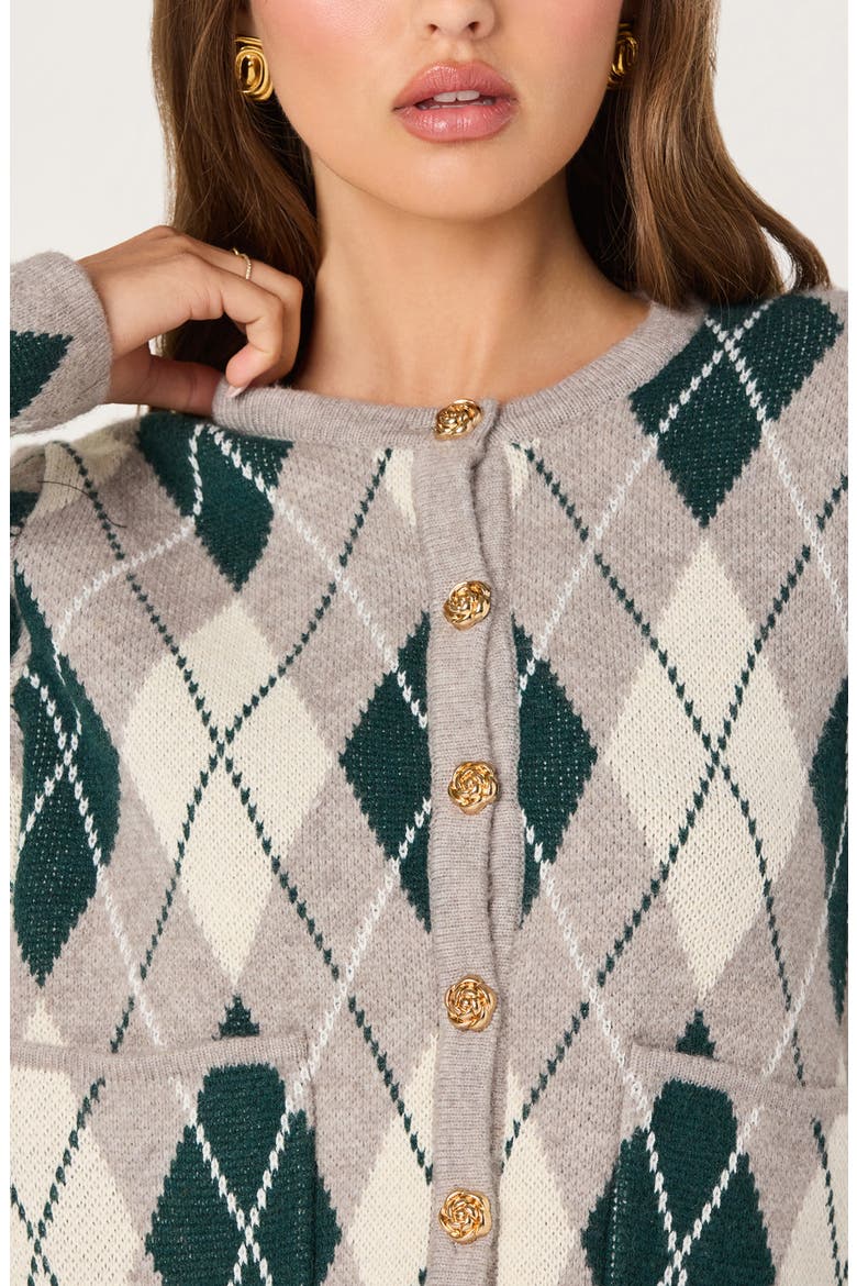 Argyle Cardigan, Alternate, color, GREY GREEN