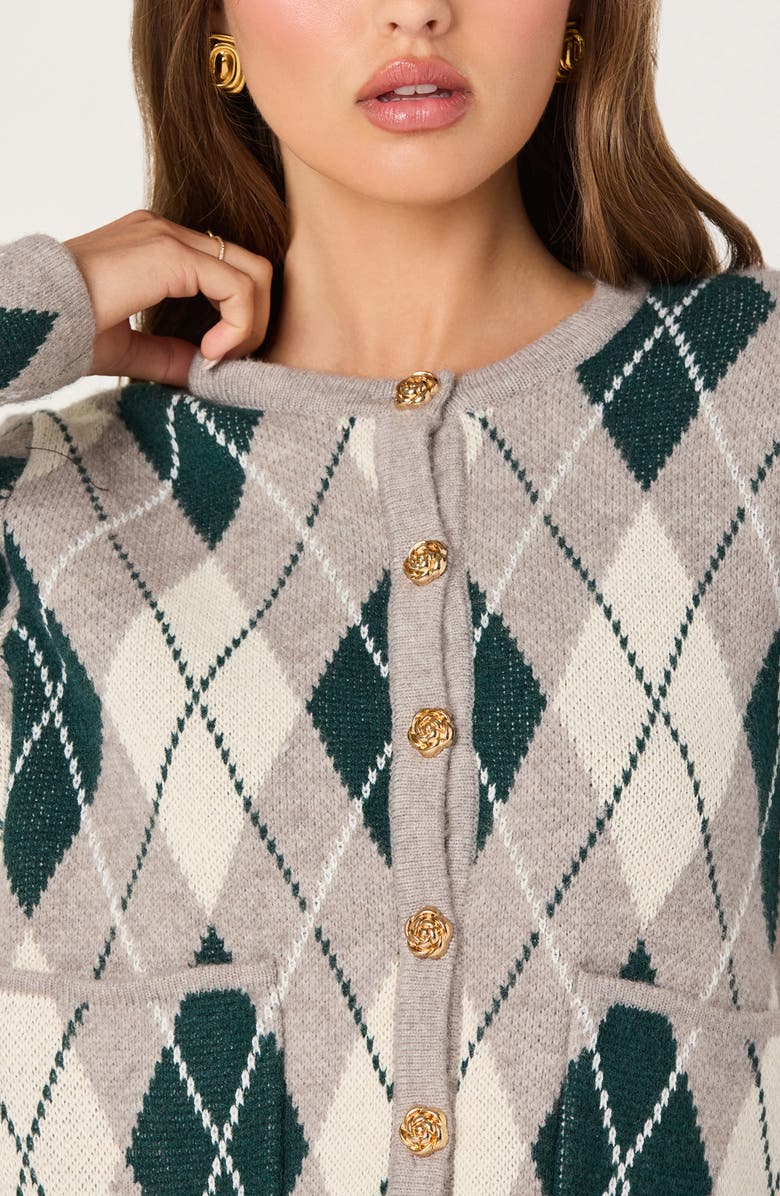 ASTR the Label Argyle Cardigan, Alternate, color, Grey Green