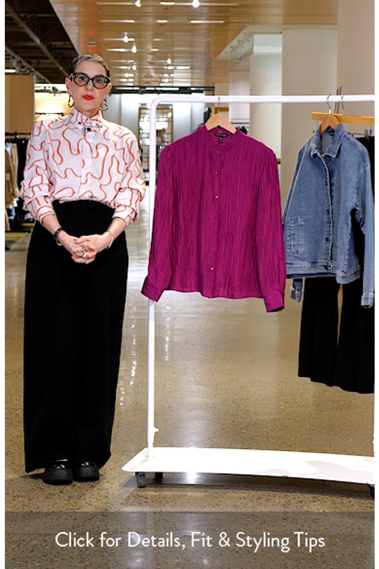 Mandarin Collar Silk Button-Up Shirt video