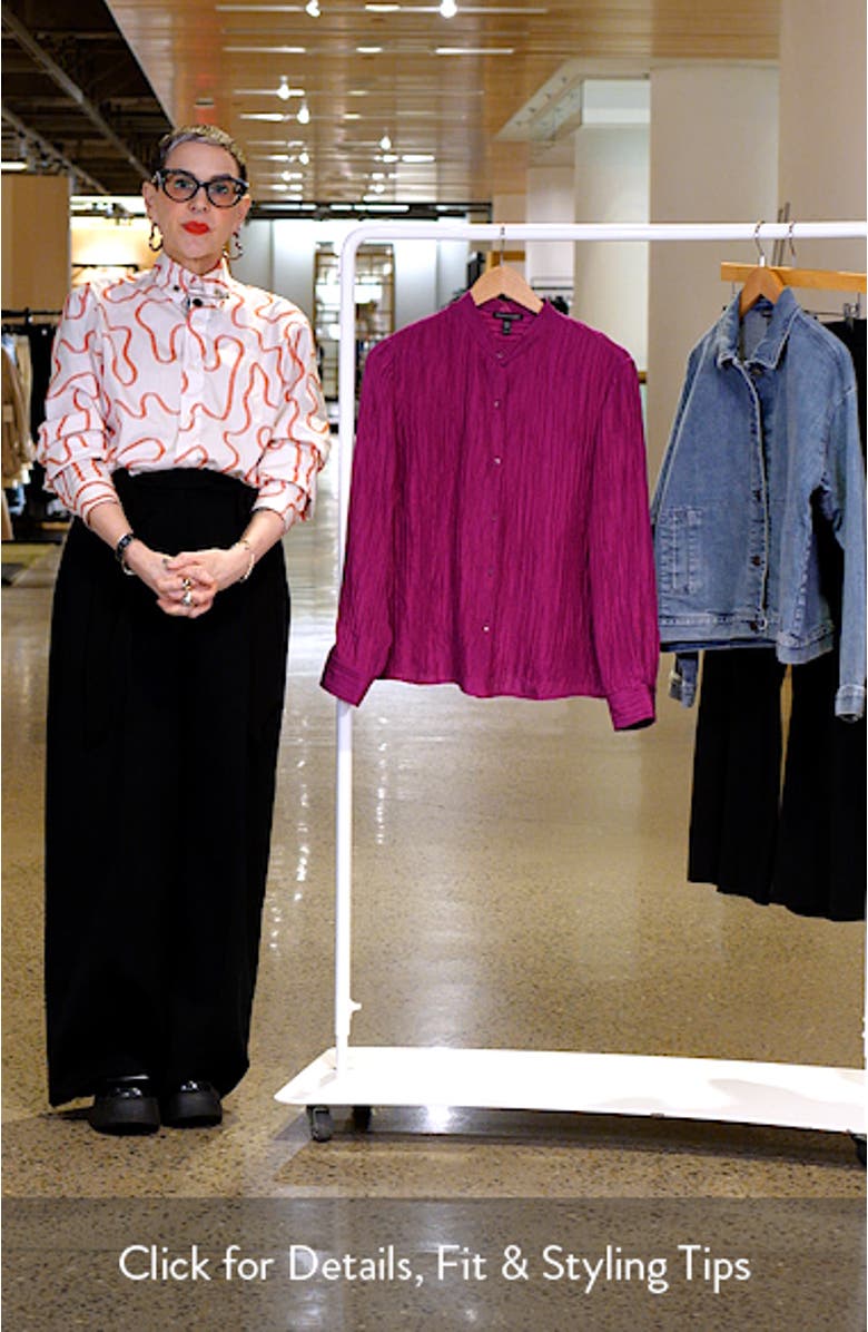 Mandarin Collar Silk Button-Up Shirt, sales video thumbnail