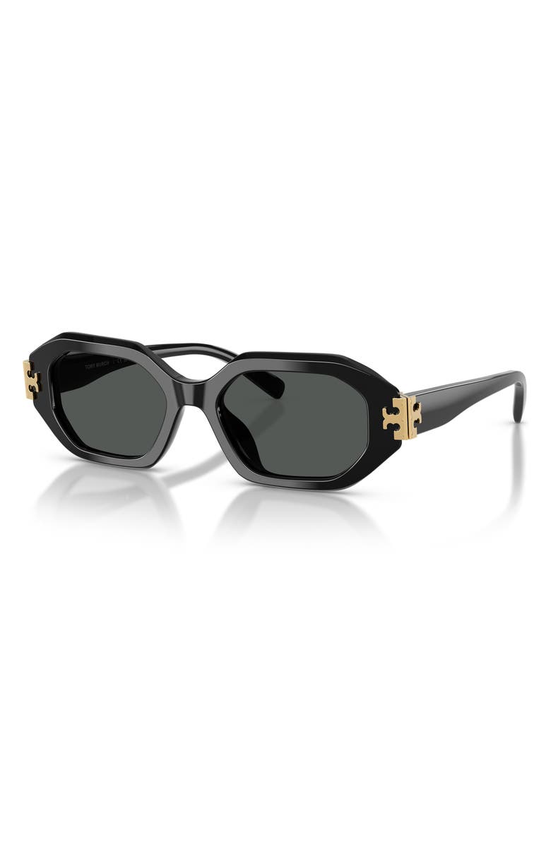 Tory Burch 51mm Irregular Sunglasses, Alternate, color, Black / Dark Grey