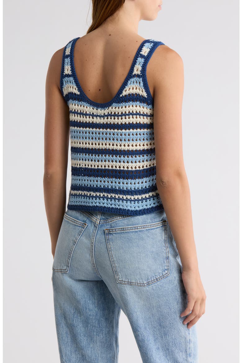 Crocheted Square Button Front Tank, Alternate, color, BLUE