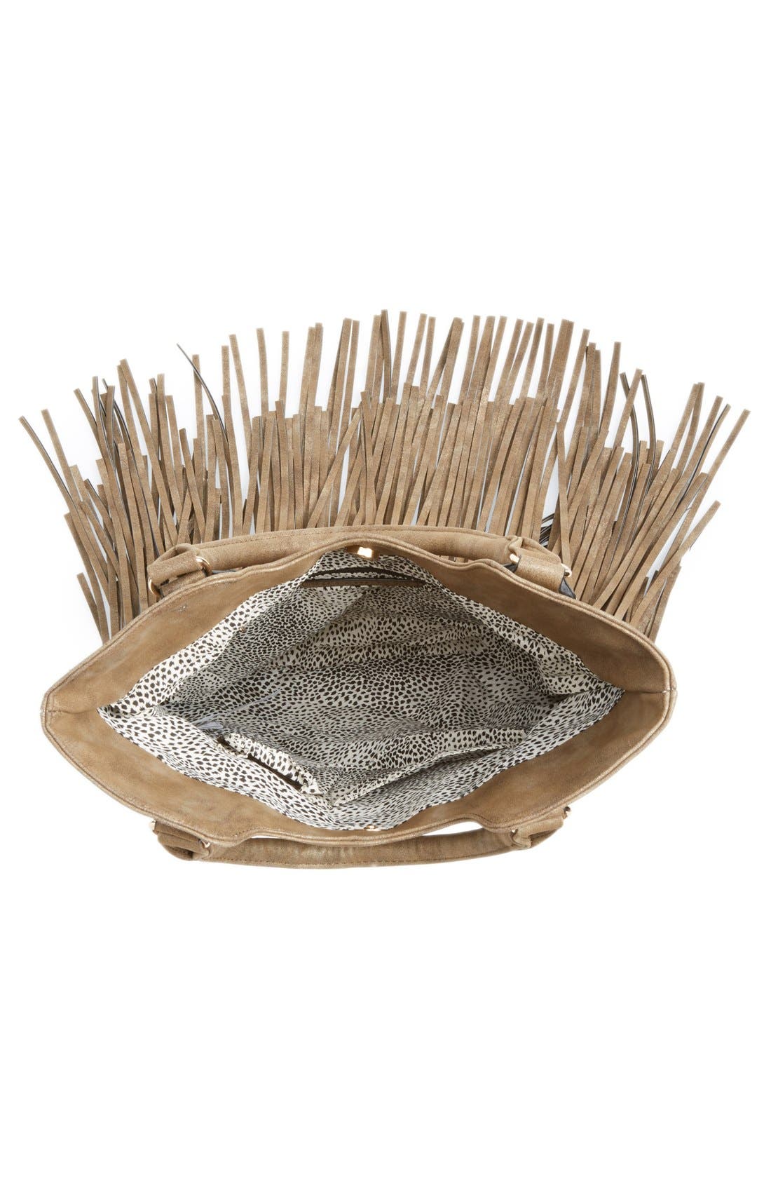 Foldover Fringe Tote, Alternate, color, BRONZE