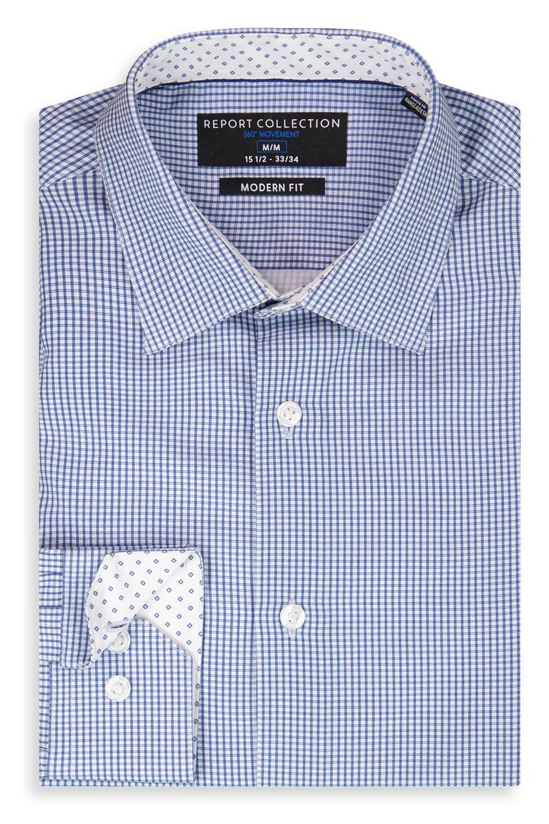 Slim Fit 4-Way Stretch Button-Up Shirt, Alternate, color, WHITE/BLUE