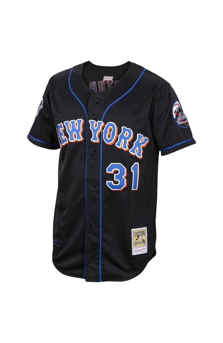 Mitchell & Ness Men's Mitchell & Ness Mike Piazza Black New York Mets Alternate 2000 Cooperstown Collection Authentic Jersey, Alternate, color,