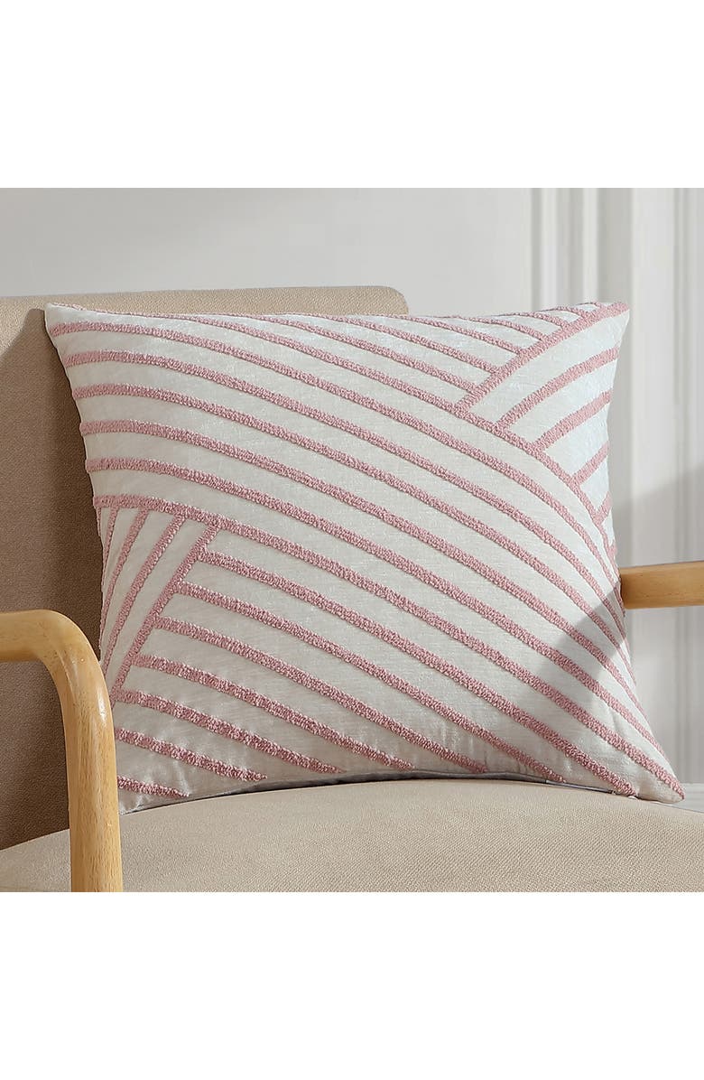 Tahari Asymmetrical Stripe Bouclé Accent Pillow, Alternate, color, Sepia-Rose