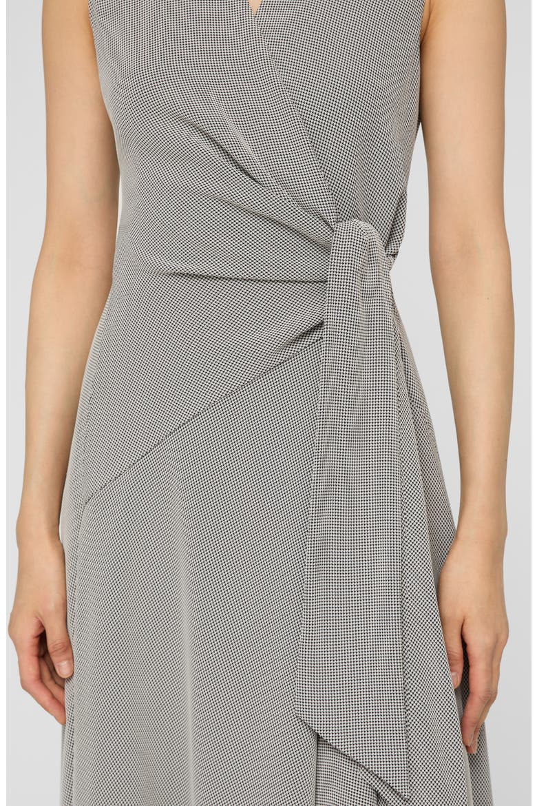 Fluid Houndstooth Jacquard Side Tie Handkerchief Midi Dress, Alternate, color, BLACK MULTI