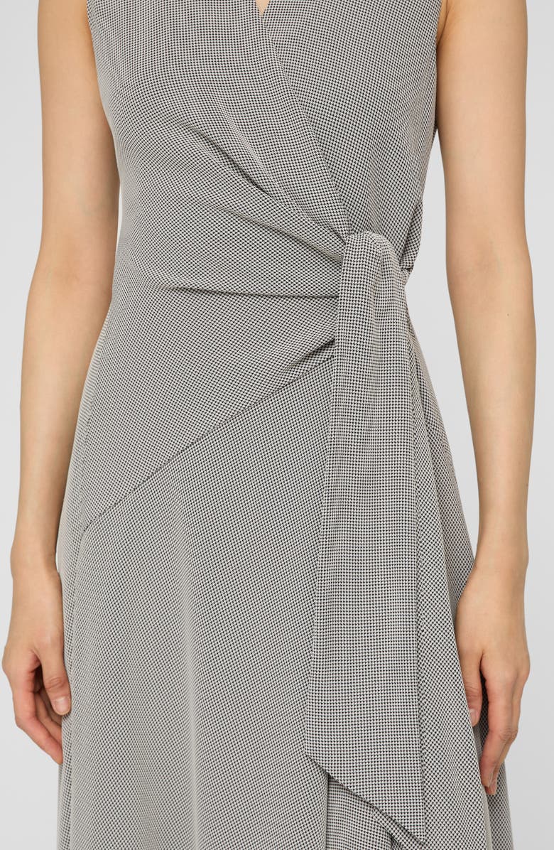 Lafayette 148 New York Fluid Houndstooth Jacquard Side Tie Handkerchief Midi Dress, Alternate, color, Black Multi