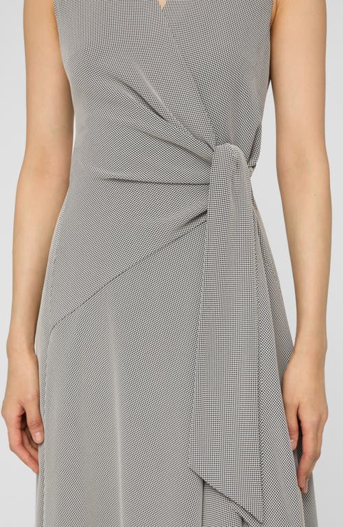 Lafayette 148 New York Fluid Houndstooth Jacquard Side Tie Handkerchief Midi Dress In Multi