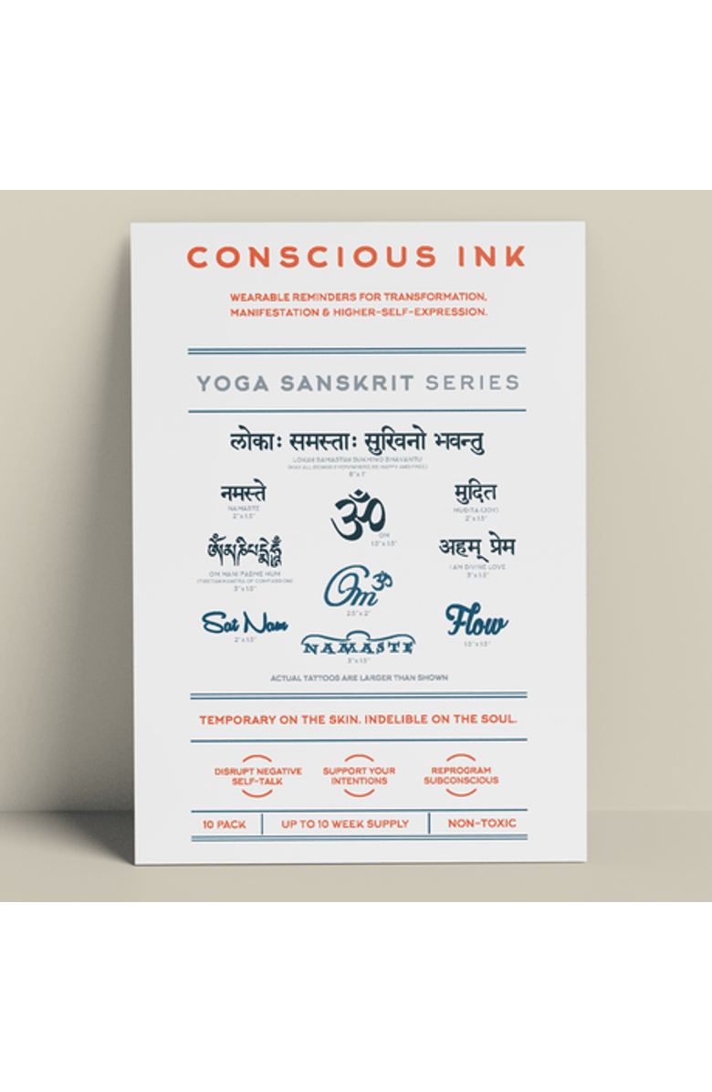 Conscious Ink Yoga Sanskrit Variety 10-Pack, Main, color, White