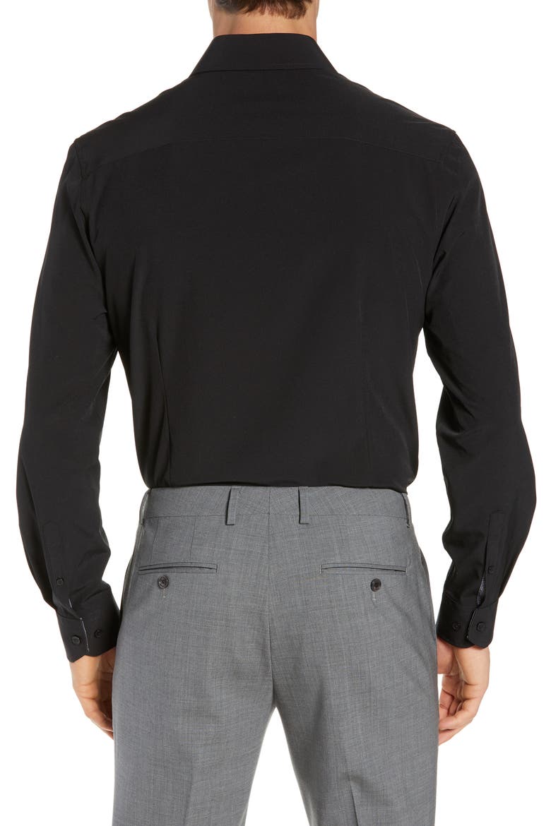 Slim Fit Solid Performance Dress Shirt, Alternate, color, BLACK