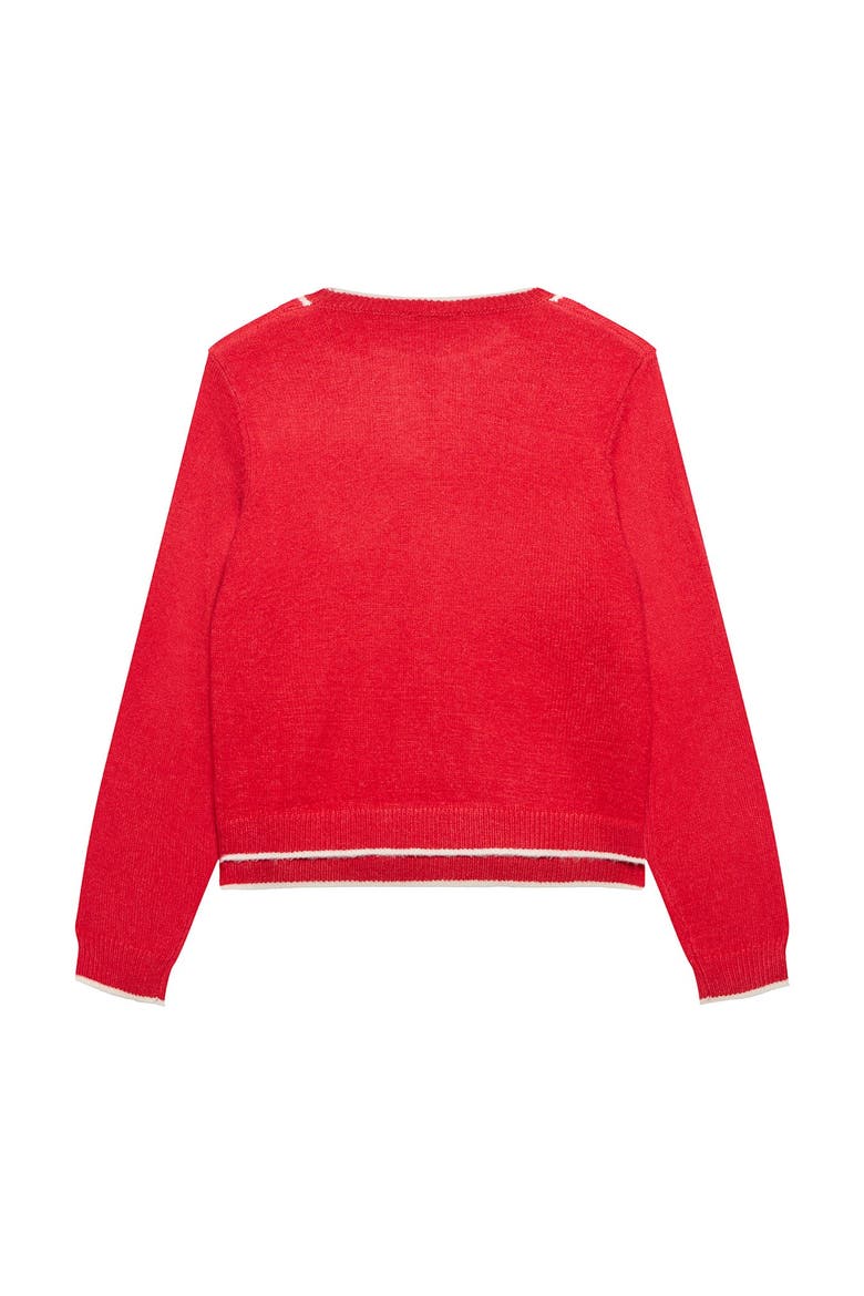 Layered Tipped Knit Cardigan, Alternate, color, Red